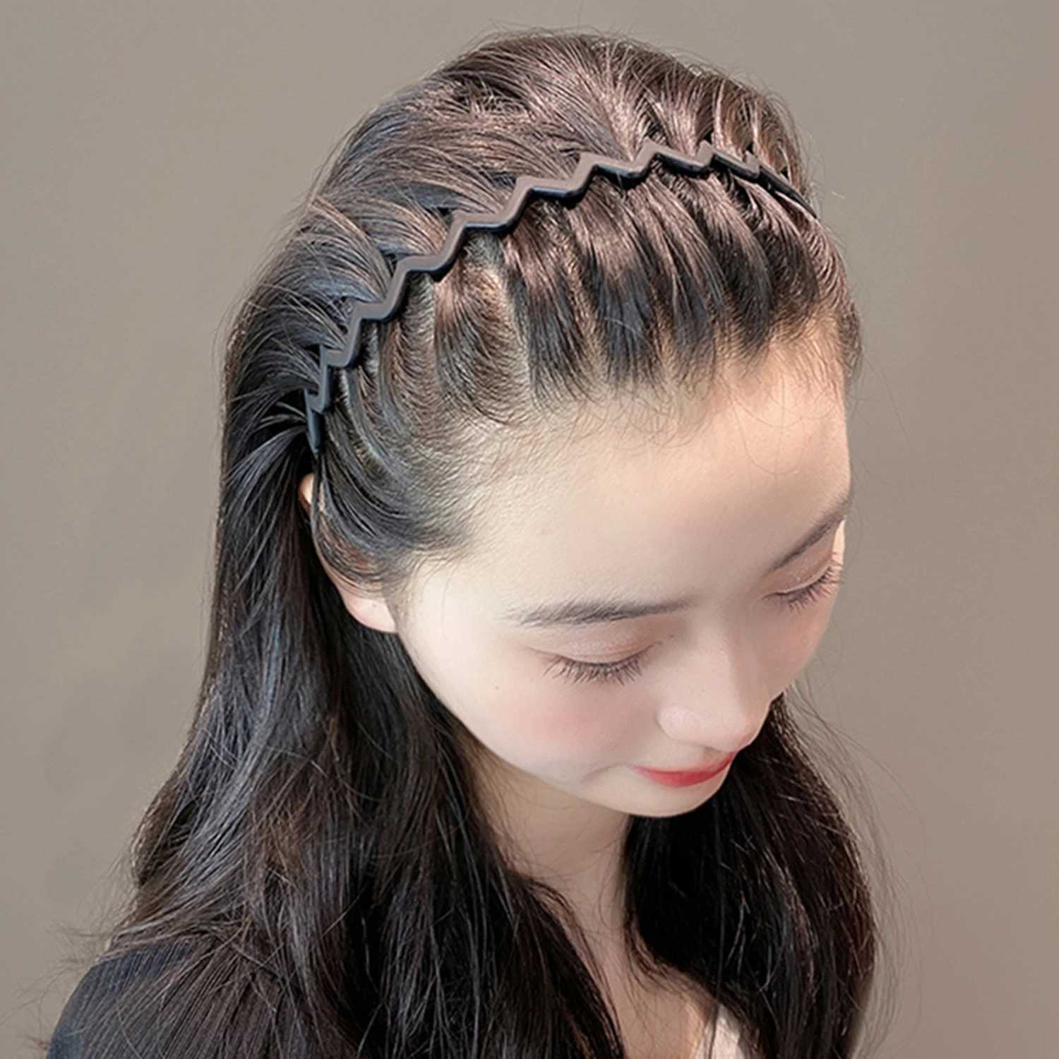 Unisex Wavy Spring Hair Hoop Black Non Slip Outdoor Sports Bands For Men Simple Hairband Face Washing Dress X250812