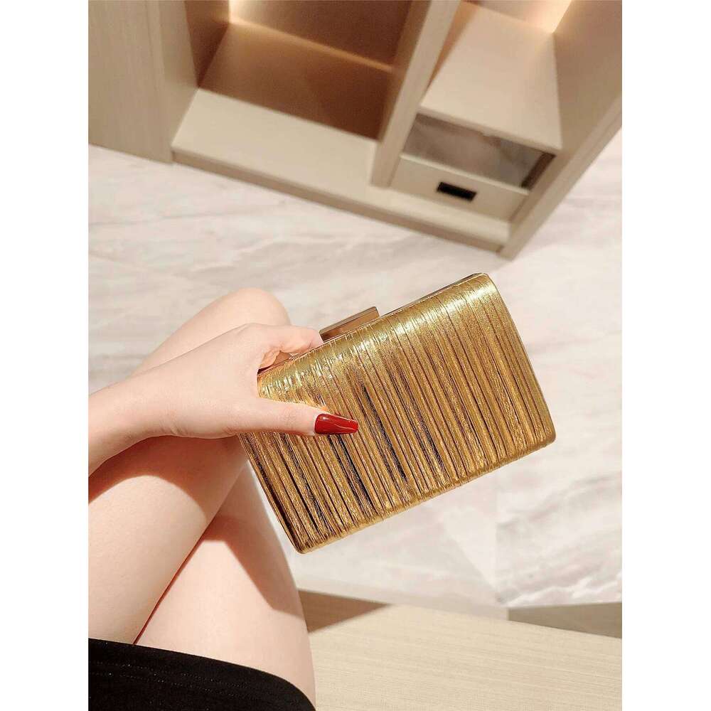 Designer Bags Cross-Border New High-End Dinner Pu Clutch Metal Brushed Texture Banquet Dress Bag For Women Luxury Bag