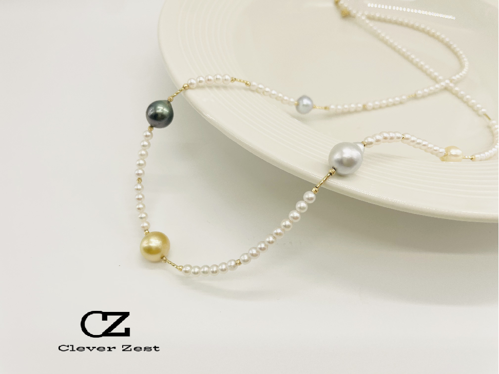 Natural freshwater pearl necklace Natural seawater pearl necklace 18k gold Vintage High quality Mixed colors Natural Tahitian pearls, natural South Se