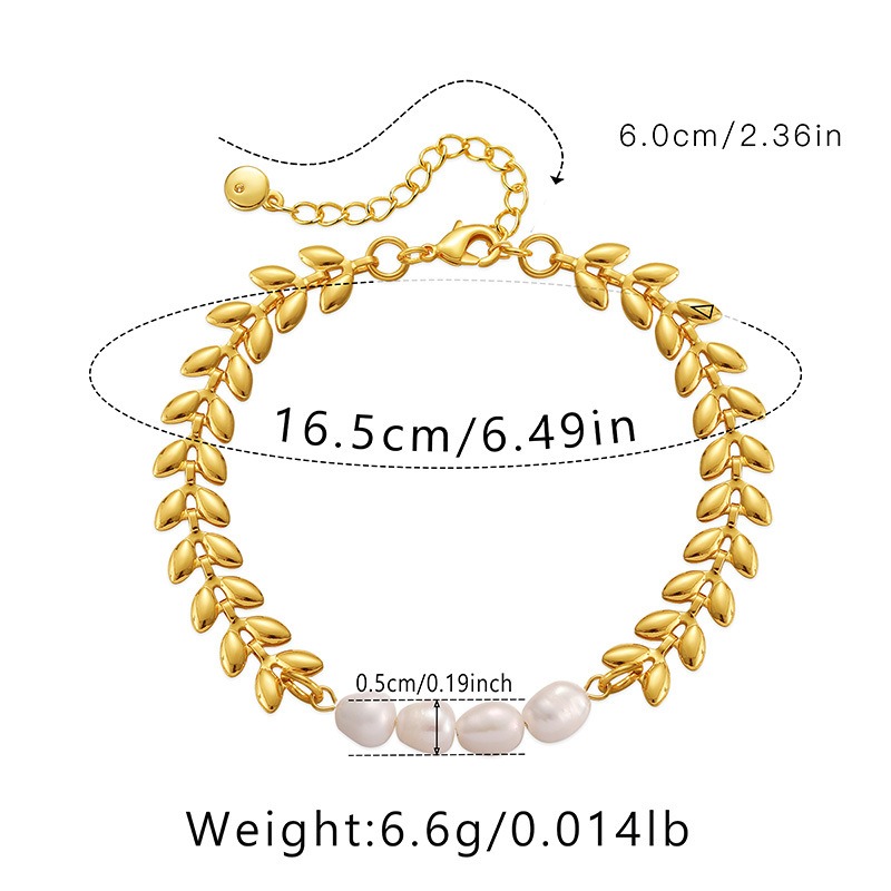 new freshwater pearl bracelet wheat ear chain plain chain plated with 18K gold bracelet 25811
