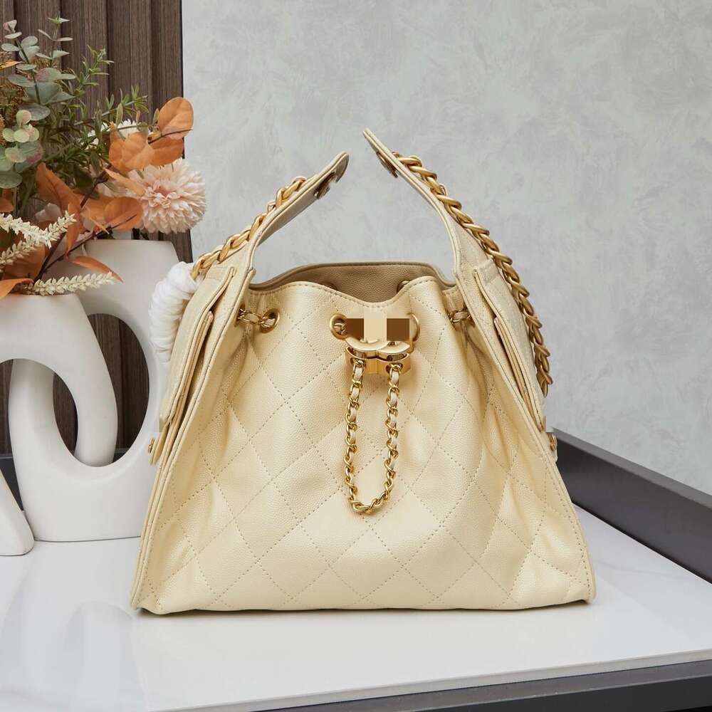 New Hippie Hobo Women's Genuine Leather Fashionable Bucket Chain Crossbody Drawstring Shoulder Underarm Bag