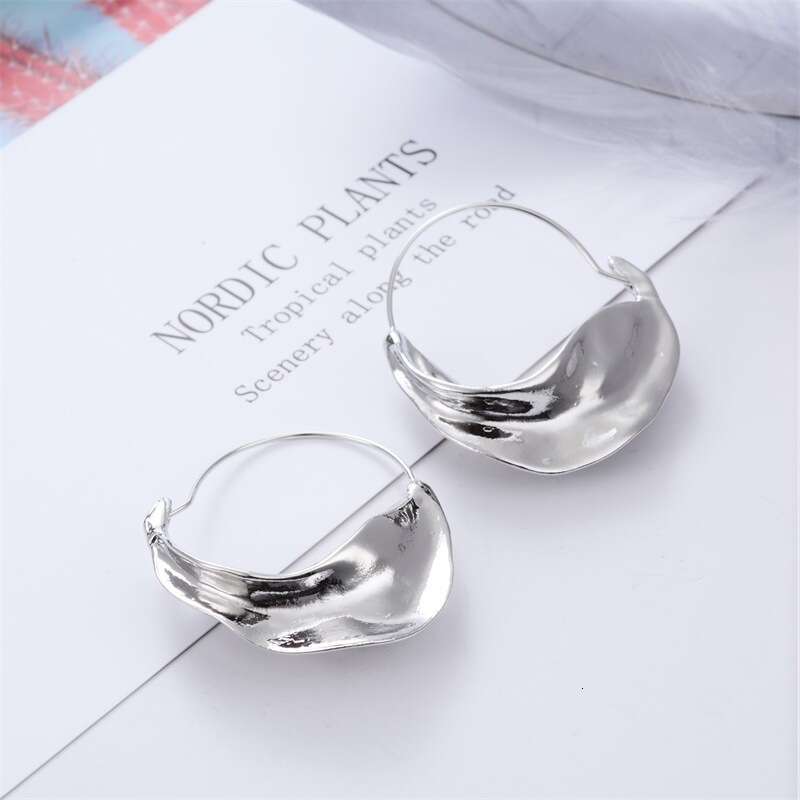 Creative New Irregular Alloy Flower Basket Exaggerated Ins Internet Celebrity Style Earrings