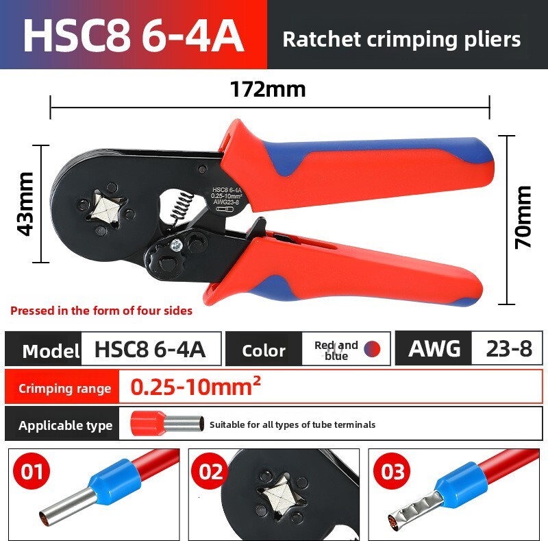6-4 HSC8 6-6 Set German Quality Jaw Iron VE/TE Tube Type Terminal Crimping Pliers