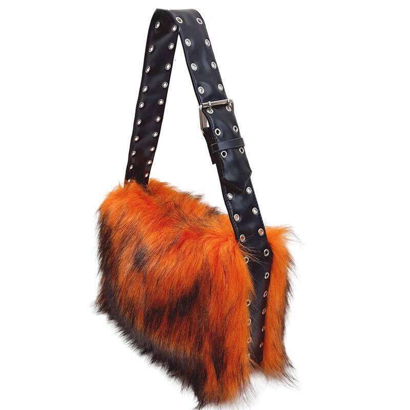 New HOT Women Faux Classics Lady Tote Plush Shoulder Bags Fashion Imitation Raccoon Fur Handbag Evening Fashion designer's style Bag