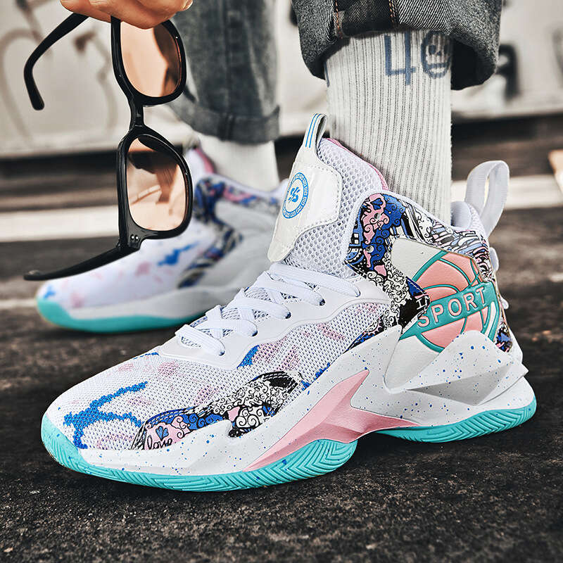 Free shipping Graffiti Mesh Breathable Basketball for Men and Women Trendy Outdoor Cement Court Sports Practical Competition Shoes