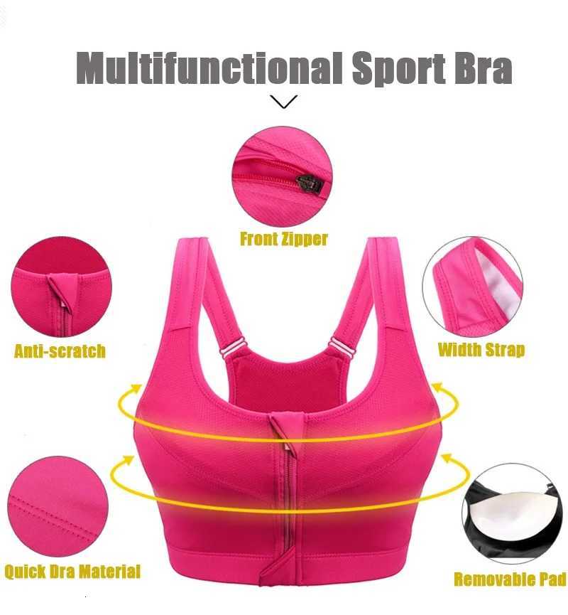 Cloud Hide Sports Bra S-XXXXXL Women Underwear Fitness Push Up Front Zipper Crop Top Bra Athletic Vest Sportswear Plus Size Z250812