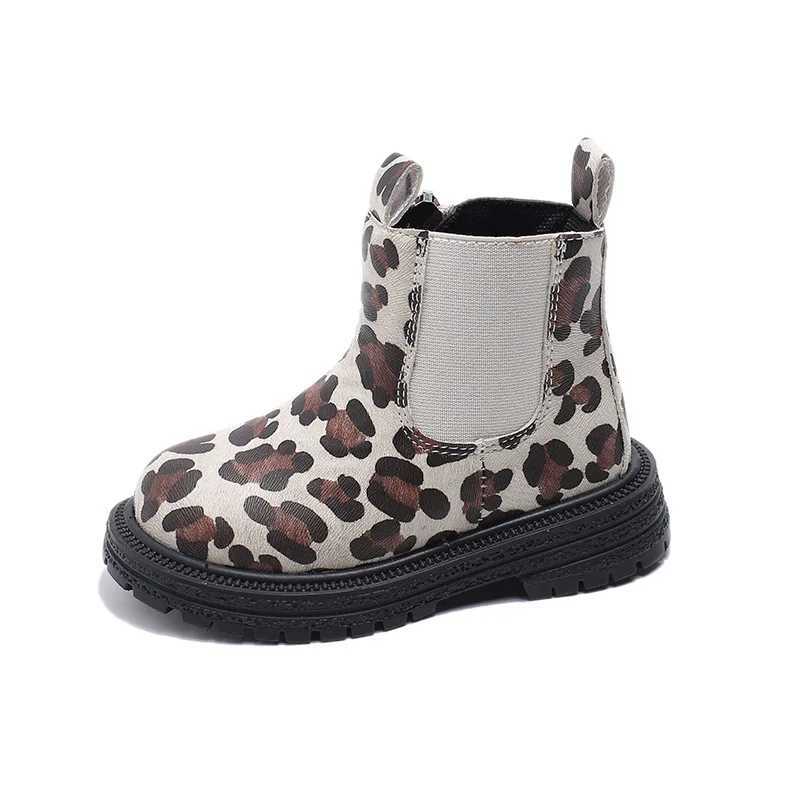 Childrens Short Boots Leopard Print Chelsea Boots 2025 New Autumn Trend Runway Baby Platform Chimney Shoes for Girls I08025 XJ250812