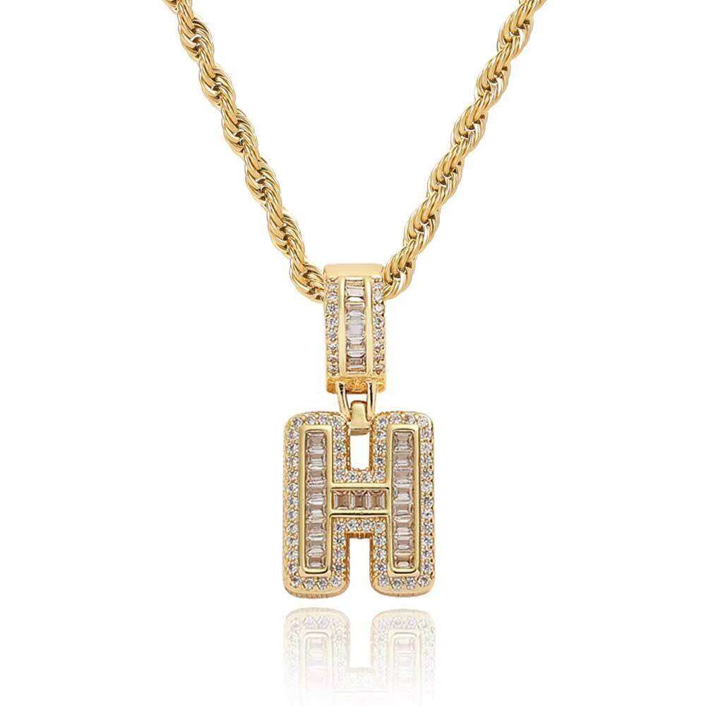 Cross-Border Pop Hip-Hop Rock Sugar Letter Zircon Necklace Personalized Jewelry Niche Design Men's Pendant