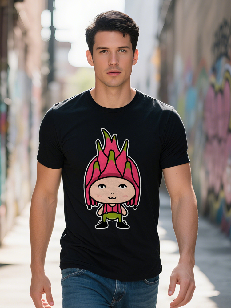 s Casual T Shirt with Playful D Cartoon Print Vibrant Pink Pineapple Design Lightweight Summer Gift for Men