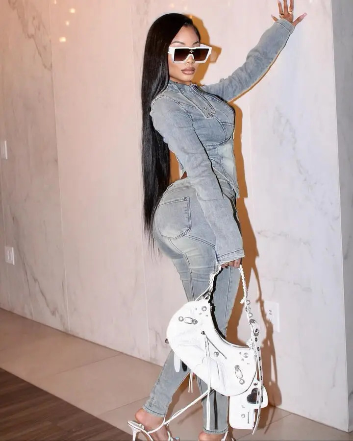 Streetwear Autumn Jeans Pants Outfit Sexy Women Two Pieces Elegant Denim Club Matching Set JacketTrousers 250808