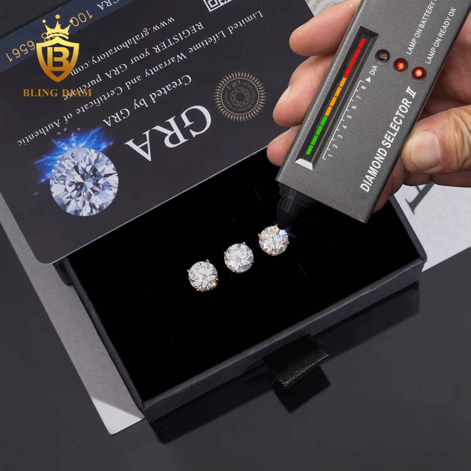 Hot Sale Fashion GRA Certificate 7mm 7.5mm VVS1 Iced Out Moissanite Diamond Earrings 925 Sterling Silver Hip Hop Stud Earrings