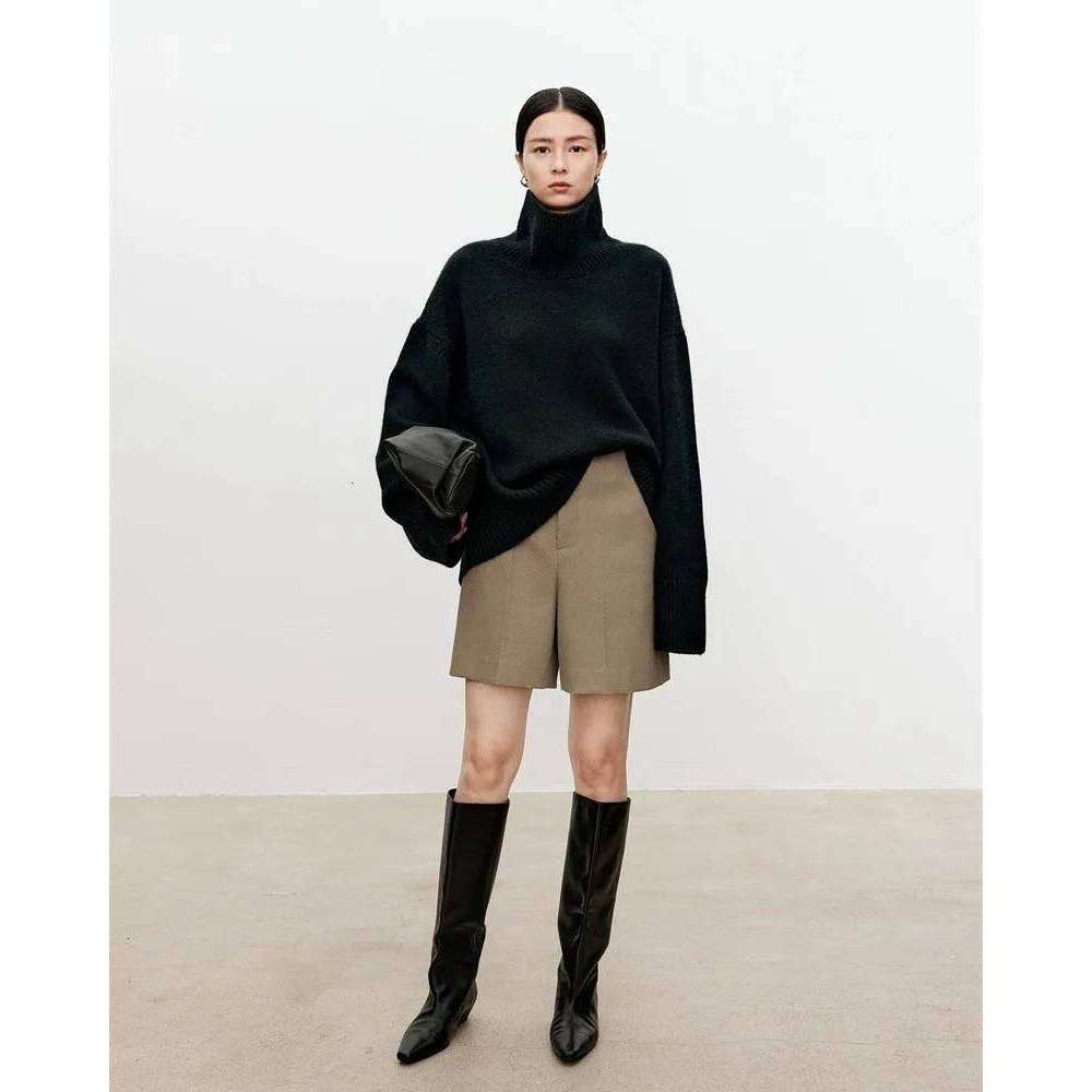 Turtleneck Pure Cashmere Female Loose And Thick Languid Lazy Wind Pullover Knitting Base WOOL Sweater 20250811