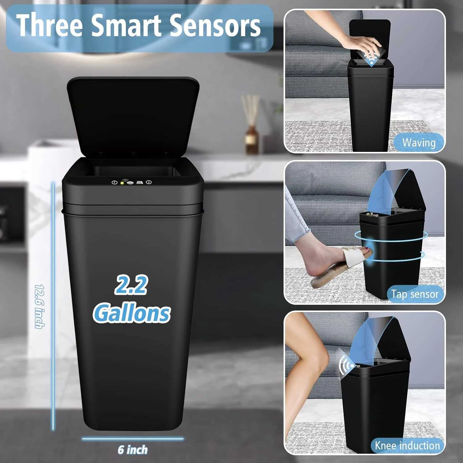 12L Automatic Motion Sensor Touchless Waterproof Trash Can with Lid Smart Electric Trash Can for Kitchen Y250812