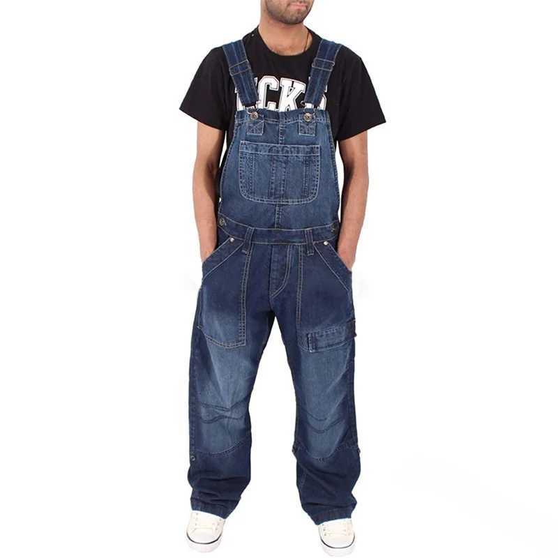 Overalls for Men Denim Suspenders Simple Multi Pocket Baggy Jeans Oversize Solid Mid Waist Loose Washed Jumpsuits 2024 Casual X250812