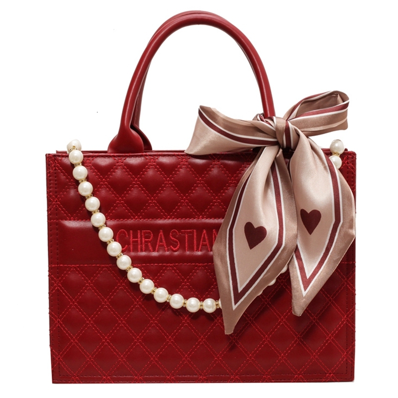 Red Wedding New High-end Handheld Bridal Female Bride Crossbody Large Capacity Tote Bag