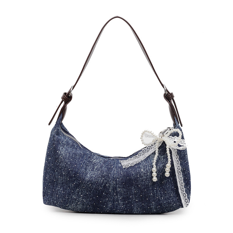 2025 autumn new women's shoulder bag retro niche denim bag new casual commuting shoulder bag armpit handbag designer bag women's crossbody b