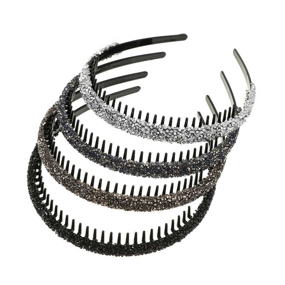 awaytr luxury non-slip rhinestone hair hoops bands wen tooth elastic bands for wen shiny hair hoops bezel accessories X250812