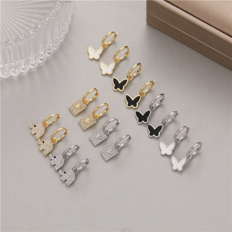 Micro Inlaid Full Dia High-end Light Fashion Butterfly Lucky Elephant Women Korean Trend Earrings Exquisite