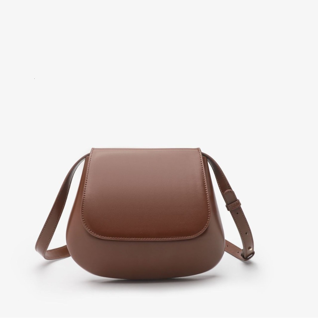 Saddle Women Crossbody New High-end Versatile Shoulder Small Square Design Chestnut Bag