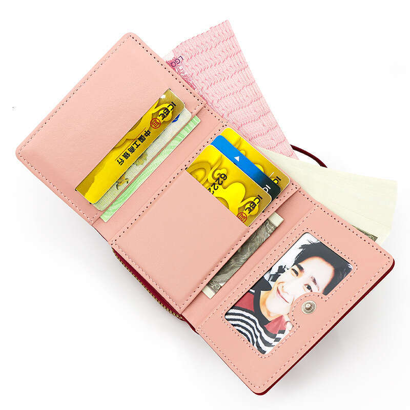 New Women's Short Simple Embroidered Heart PU 70% off Card Holder Multi-Card Slot Wallet Purse