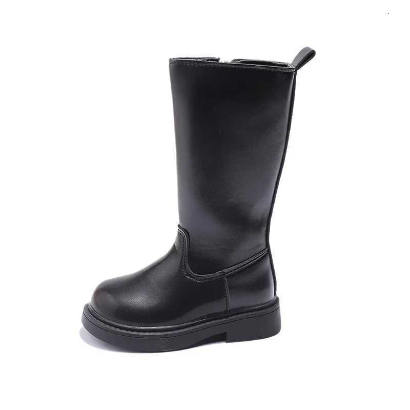 Autumn Winter Princess Long Tube Boots for Children Girls Shoes Cold-proof All-Black Uniform Shoes Kids Cozy Par Shoes G11075 XJ250812