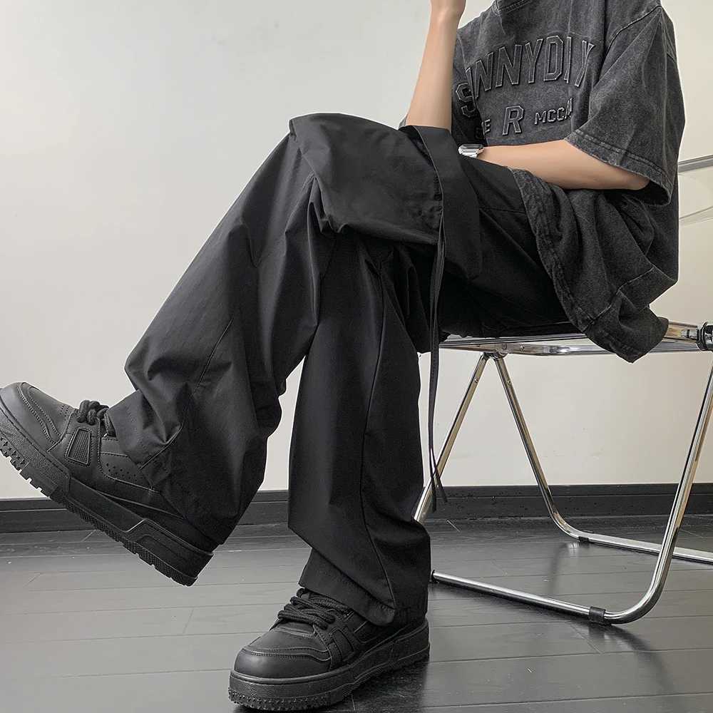 2025 Style Casual Pants Cargo Trousers High Street Drawstring Workwear Trendy Loose Versatile Straight Wide-Leg Casual Pants X250812