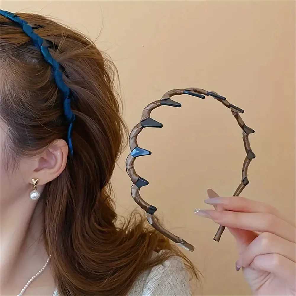 2Pcs/set Fashion Fabric Bands Large Plastic Teeth Hairbands Hairhoops for Women Hair Accessories X250812