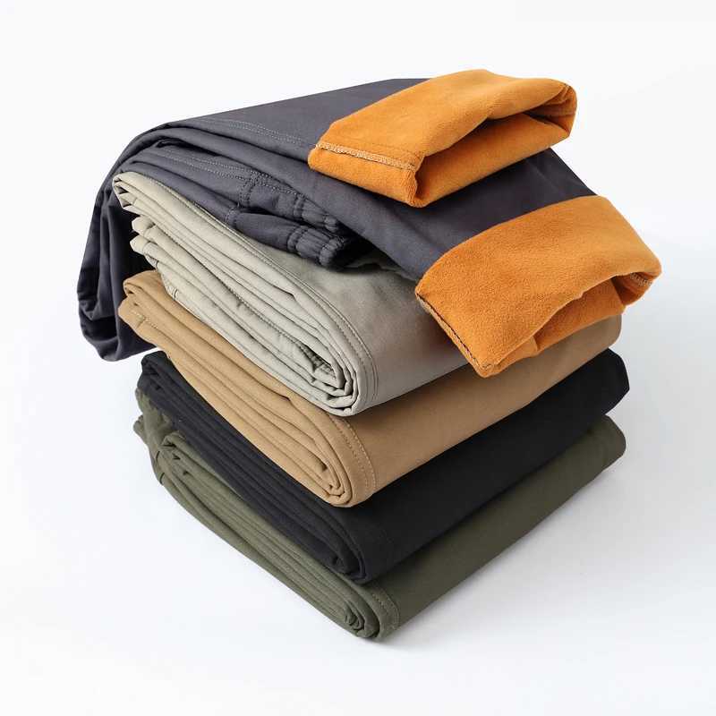 ippolich Mens Autumn/Winter Casual Cotton Trousers Loose Fit Straight Pants Street Jogger Pants Velvet Cargo Trousers W250812