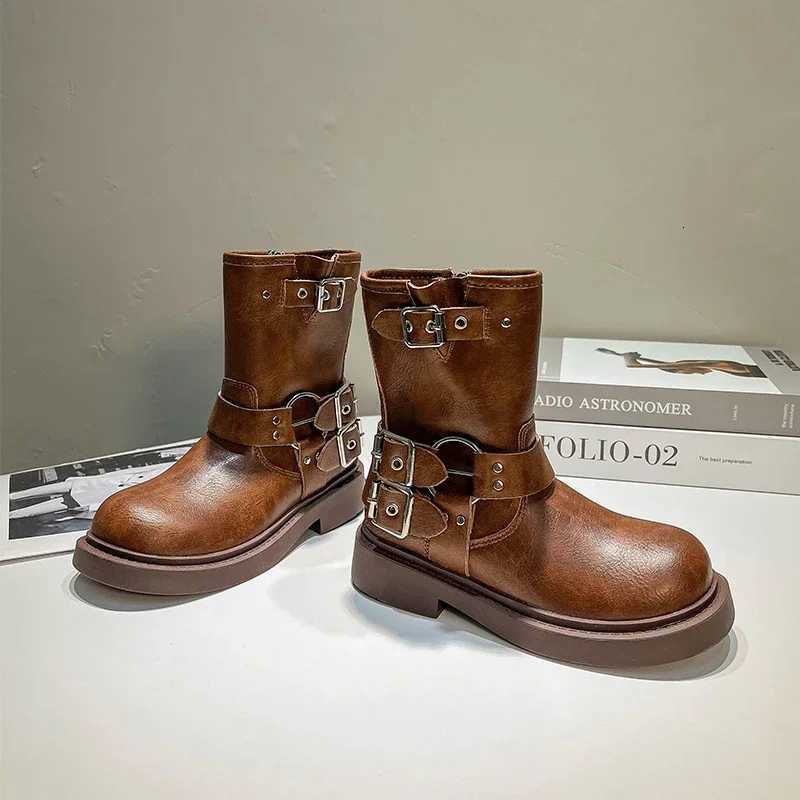 2023 Autumn/Winter Round Toe Platform Kid Boot British Boy Leather Boot Fashion Girl Knight Boot Mid Size Ankle Boot Kid Shoe Boots XJ250812