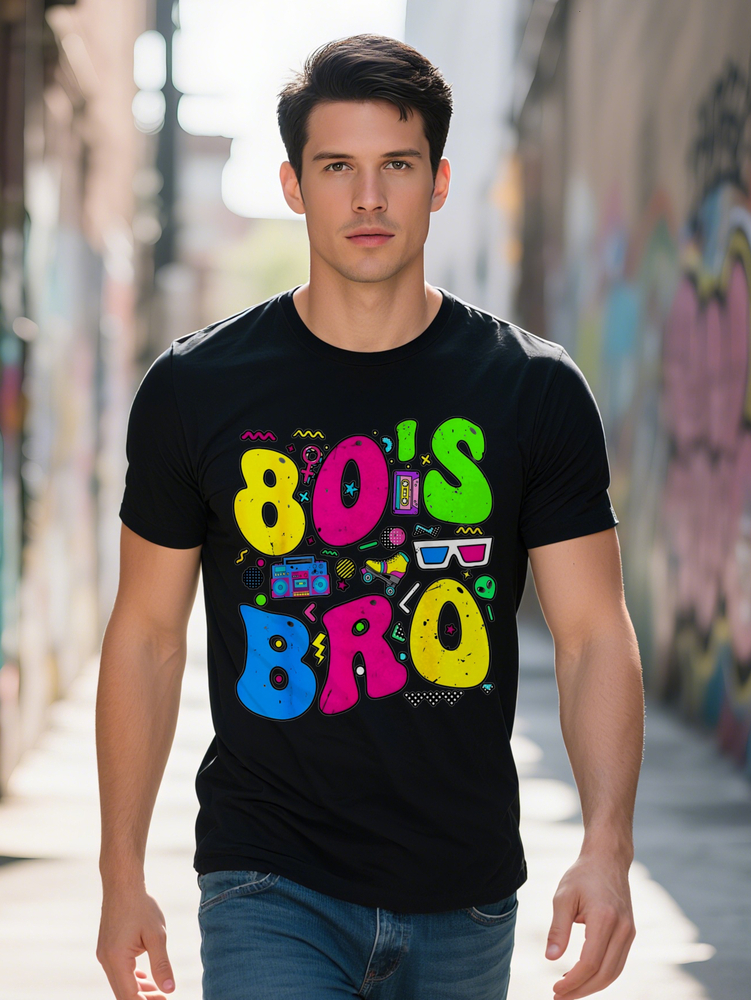 Men Retro s Radio D Glasses Graphic T Shirt Vibrant S Bro Print Casual Crew Neck Lightweight Perfect