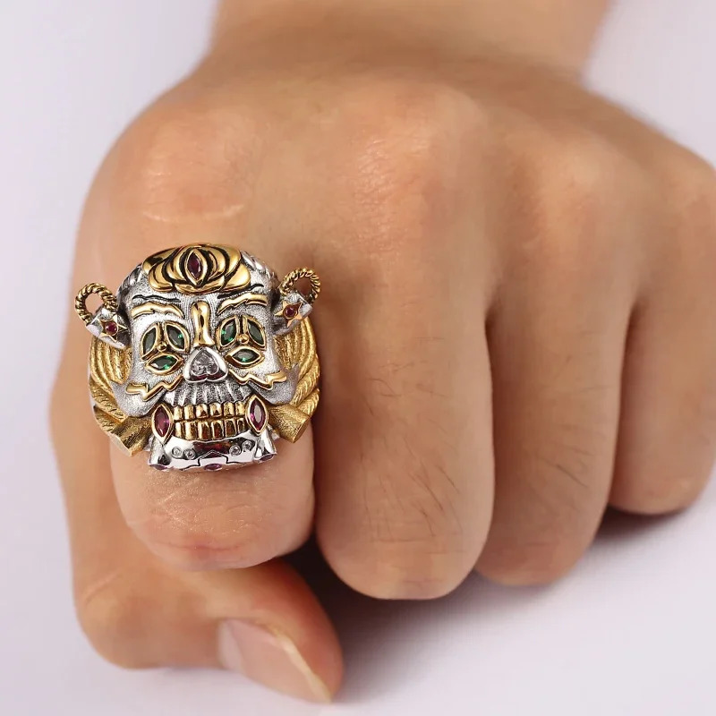 Customized 925 Sterling Silver Skull Lucky Ring Pendant Plated Gold Custom Letters Jewelry Accessories 250812