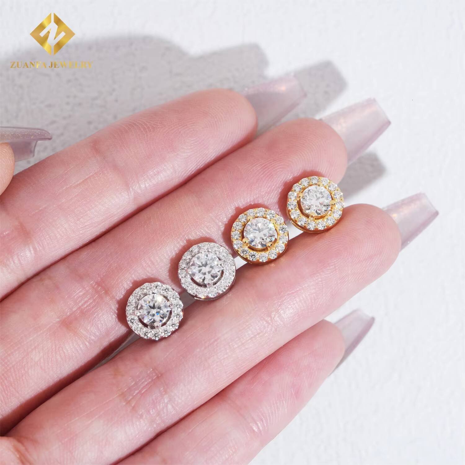 Trendy Design 925 Sterling Silver Screw Back Cluster Hip Hop Iced Out Stud Earrings Paved With Round Cut Moissanite Jewelry