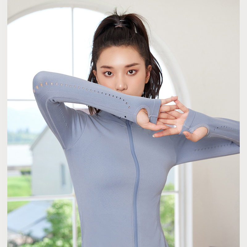 Slim clothes camouflage high waisted pants slimming women's fitness tops quick drying smooth and non slip thumb hole long sleeves with breathable