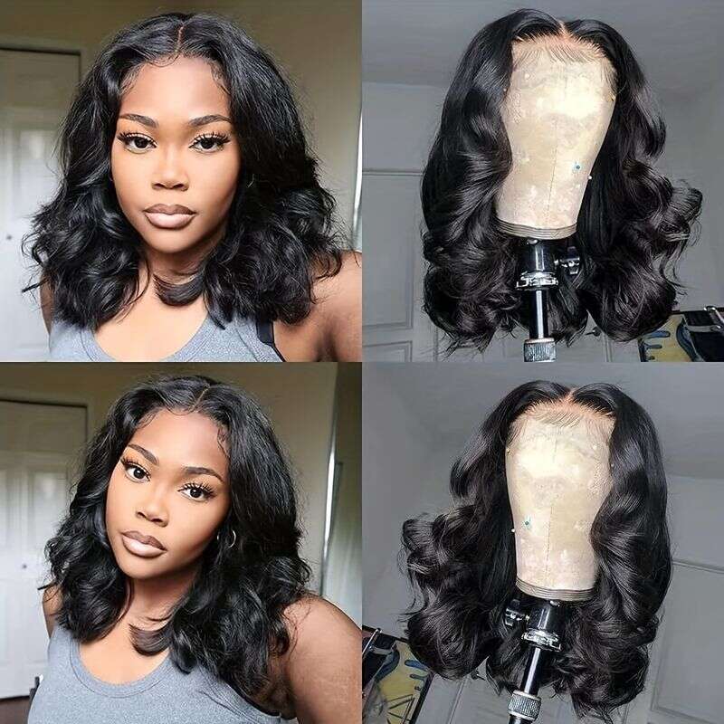 Short Bob 4*4 Lace Body, Natural Black, Breathable, Non-Stuffy, Non-Tangled, Human Hair Wig Headgear