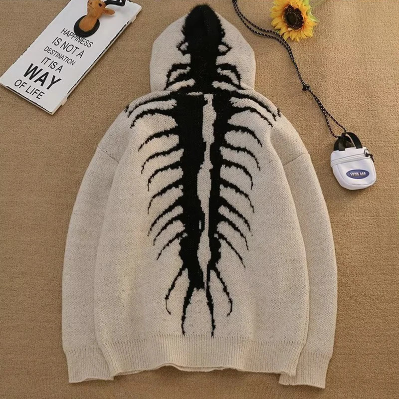 Men Casual Streetwear Knitted Sweater Retro Painting Anime Hip Hop Knitted Graphic Vintage Pullover Mens winter sweater 250805