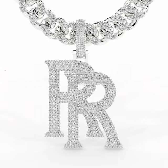 Men's Jewelry Pass Tester Hip Hop VVS Silicon Stone Charm Necklace Iced Sier Letter Name Pendant