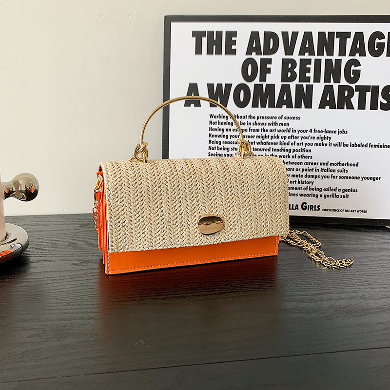 Summer Stylish for Women New Woven Simple Fashion Korean Version Textured Chain Trendy Crossbody Small Square Bag ddmymarket