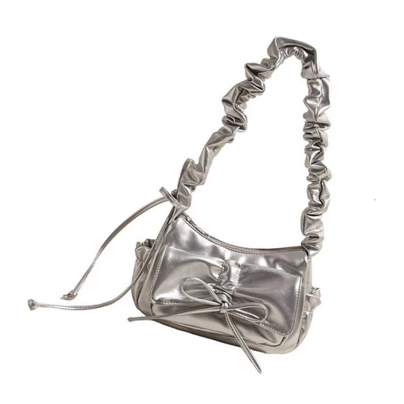 Stylish Casual Pleated Shoulder Bag with Novelty Bowknot PU Leather Handbag Purse for Women Z250812