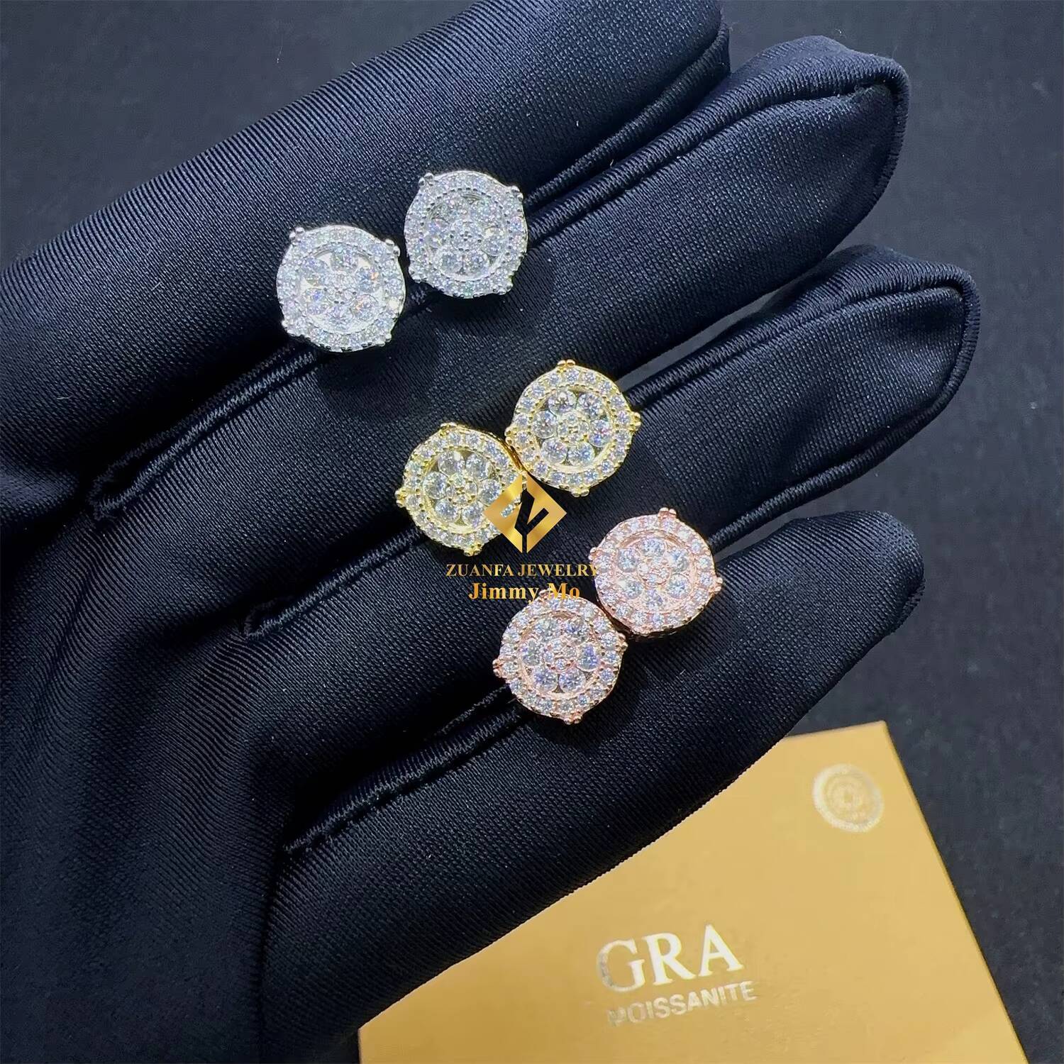 Best Selling Popular Hip Hop Earring Wholesale Price 925 Silver Iced Out Jewelry VVS Moissanite Diamond Men Stud Earrings