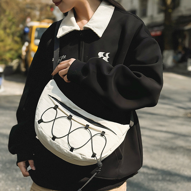 Workwear Style Large Capacity Unisex Crossbody for Commuting Nylon Fabric New Casual Personality Braided Strap Shoulder Bag