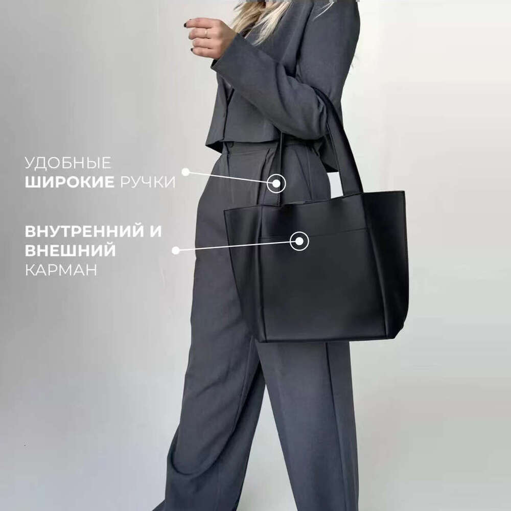 Spring Summer PU Large Capacity Tote Soft Leather Zipper Women's Bag For Work Commute Laptop B5