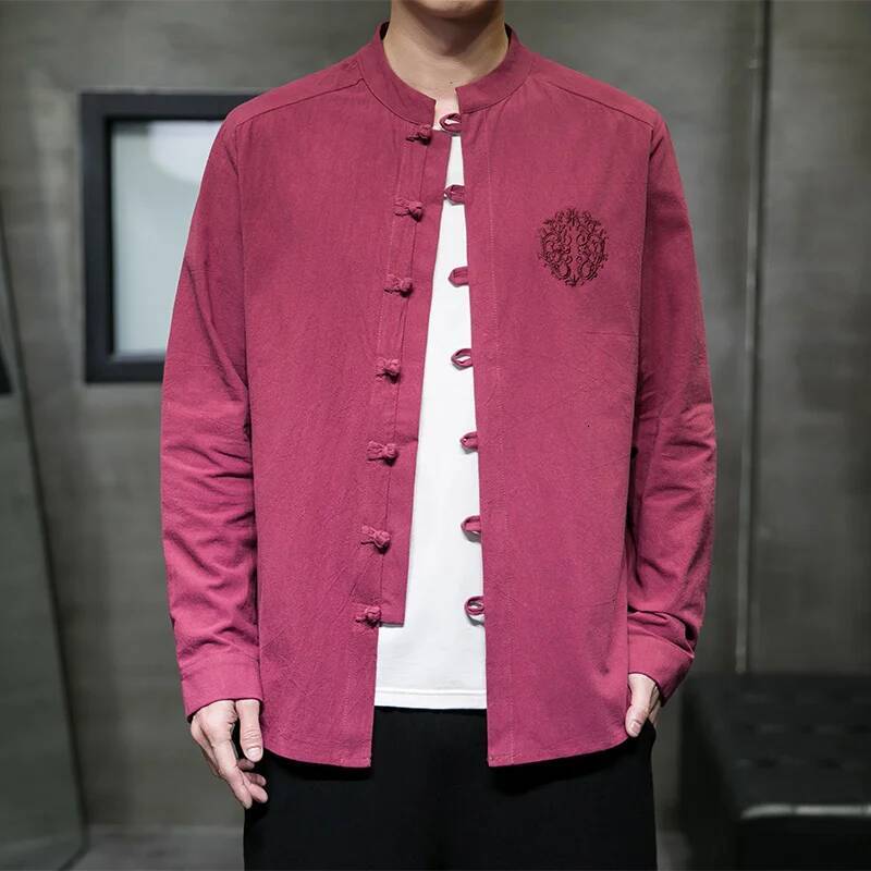 New Spring Autumn Chinese Style Cotton Linen Shirt Men Solid Color Loose Long Sleeve Single Breasted Shirts Mensa Clothing ddmymarket