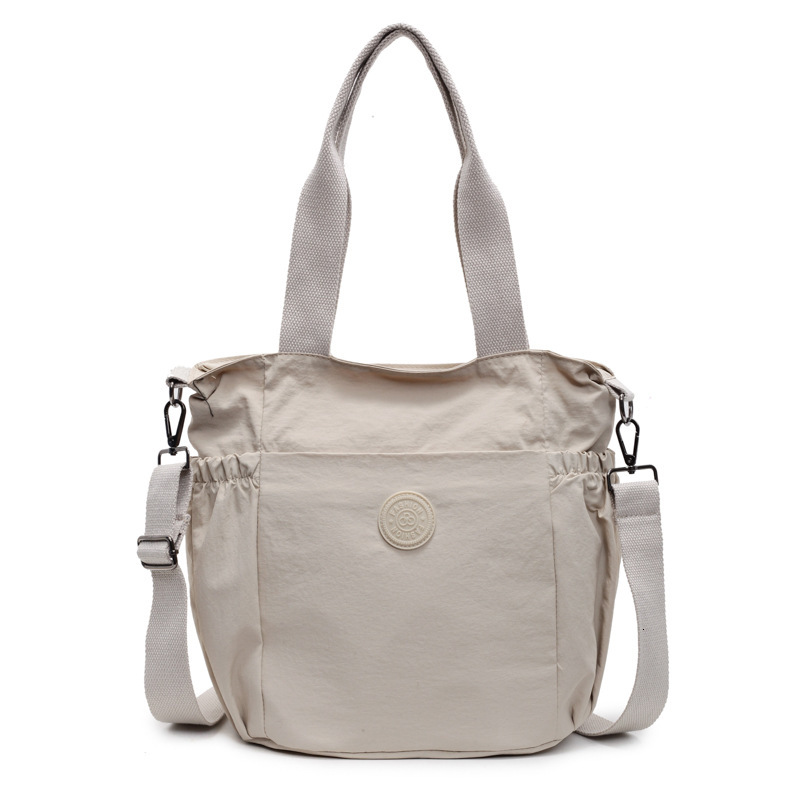 Spring New Large Capacity Casual Solid Color Nylon Fabric Single Shoulder Handbag for Women