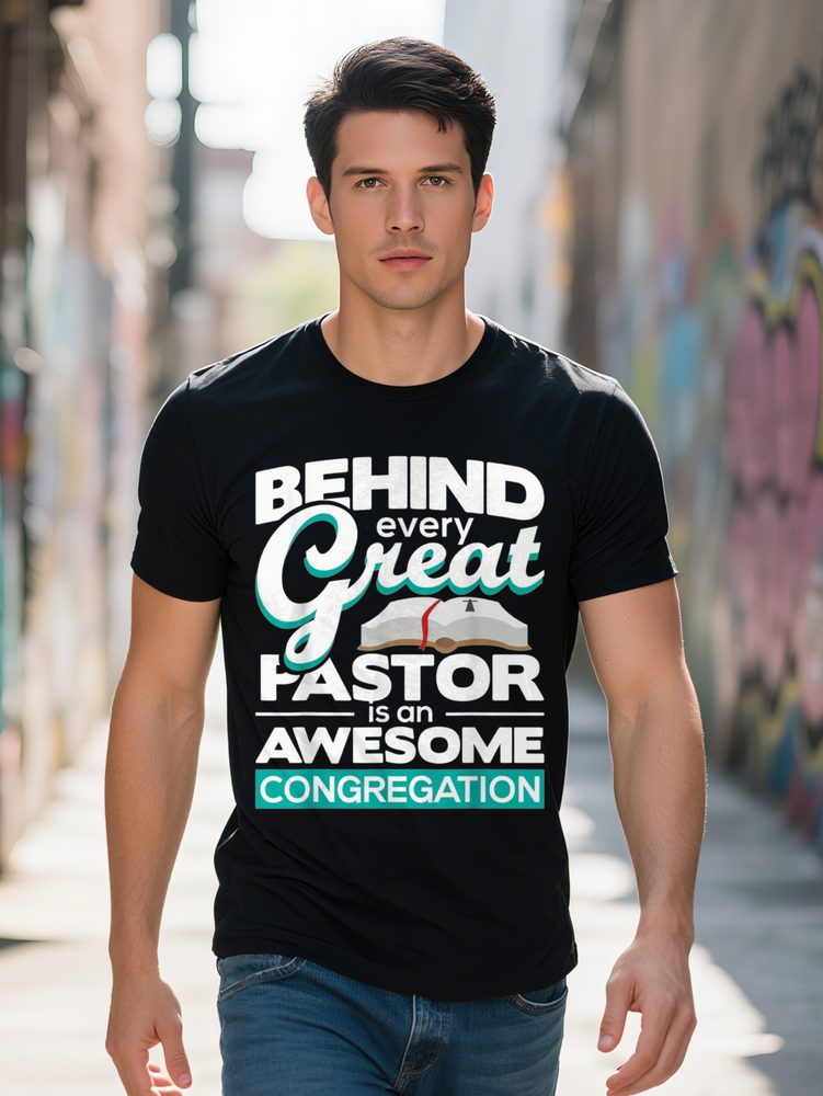 Men s Plus Size Cotton T Shirt Behind Every Great Fasor is an Awesome Congregation Graphic Print Casual Short Sleeve