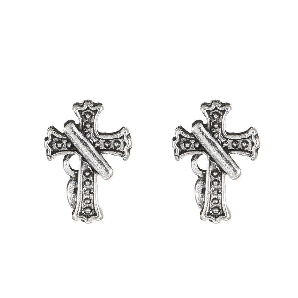 Gothic Dark Dia-Studded Ins Style Personality Temperament Cross Earrings for Women