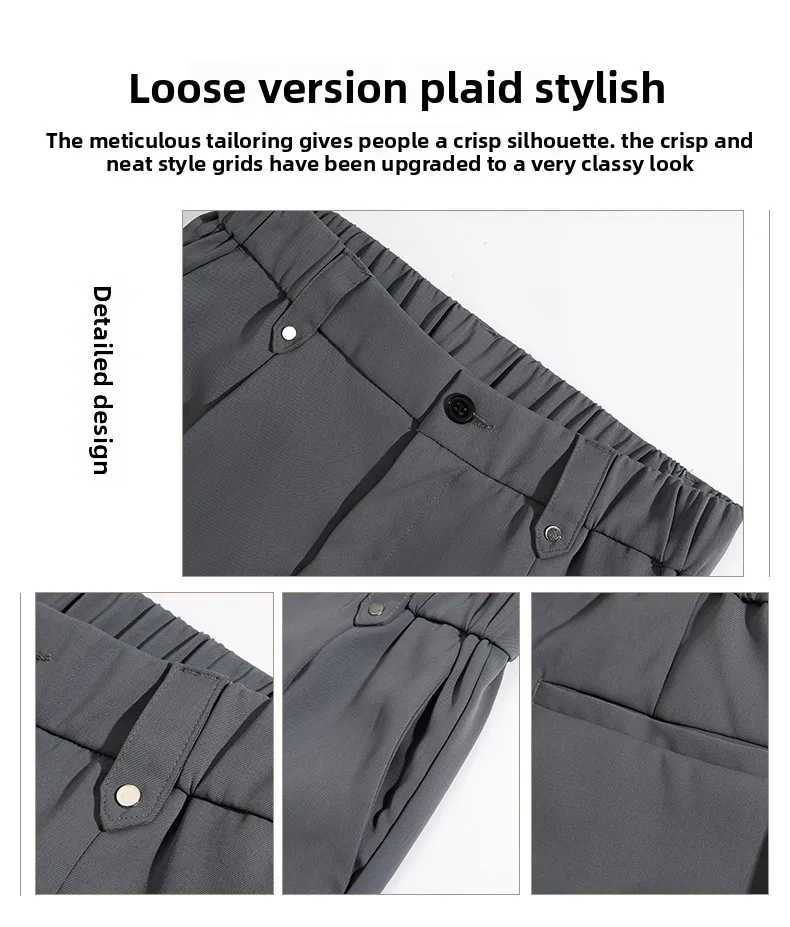 Spring and Summer Casual Suit Trousers Mens Hong Kong Style Japanese Drape Smooth and Comfortable Straight Small Suit Trousers W250812