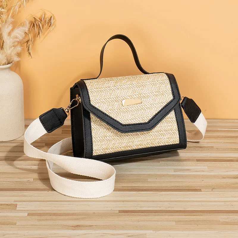 Straw Woven Handbag Trendy and Fashionable Simple Woven Sequin Decoration Crossbody Small Square Bag for Women Z250812