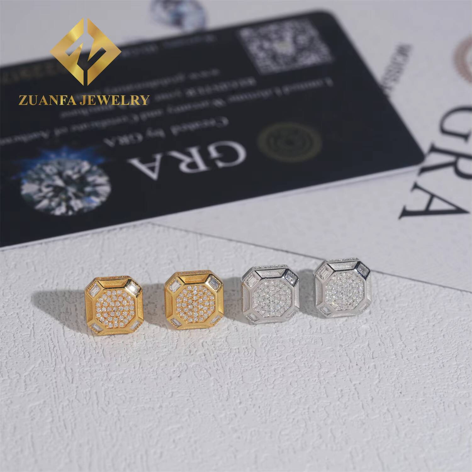 Hip Hop Fashion Stud Earring 925 Sterling Silver Jewelry VVS Moissanite Iced Out Screw Back Earrings