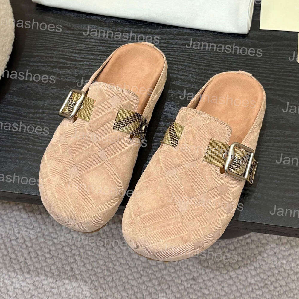 Designer Clogs Sandals Slides Men Women Cork Flat Soft Suede Outdoor Summer Leather designer shoes Black Platform Slippers size 35-45