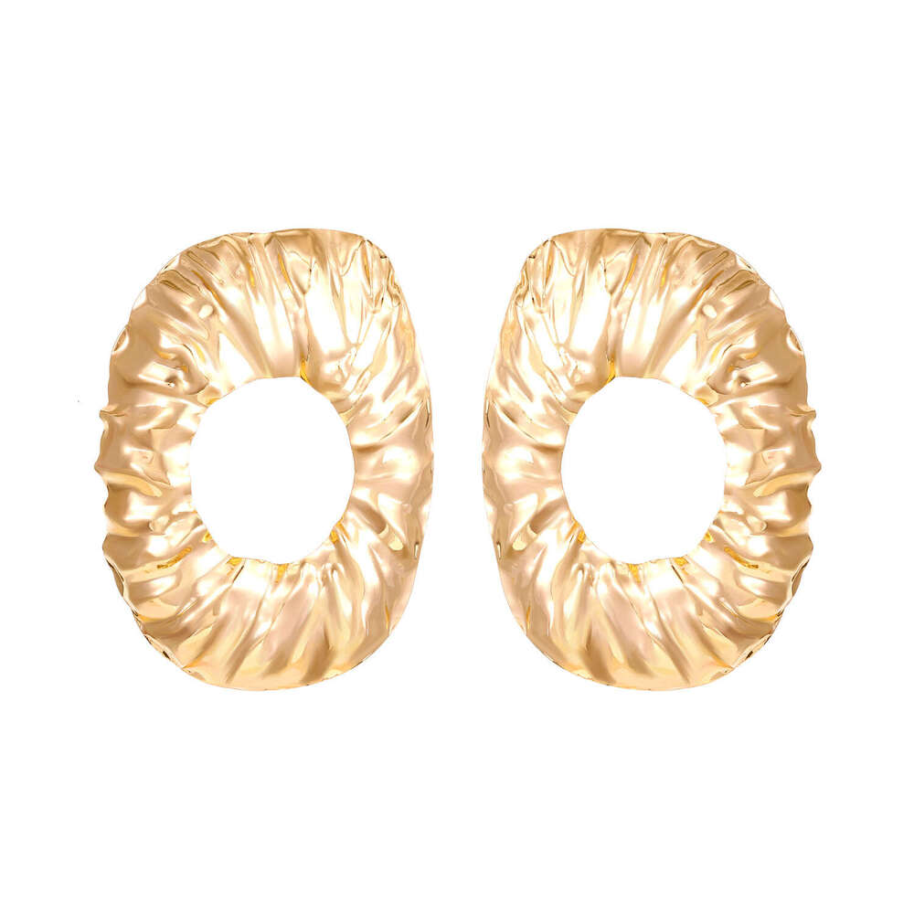 Exaggerated Metal Lava Wrinkle Texture Stud Irregular Geometric Earrings for Women